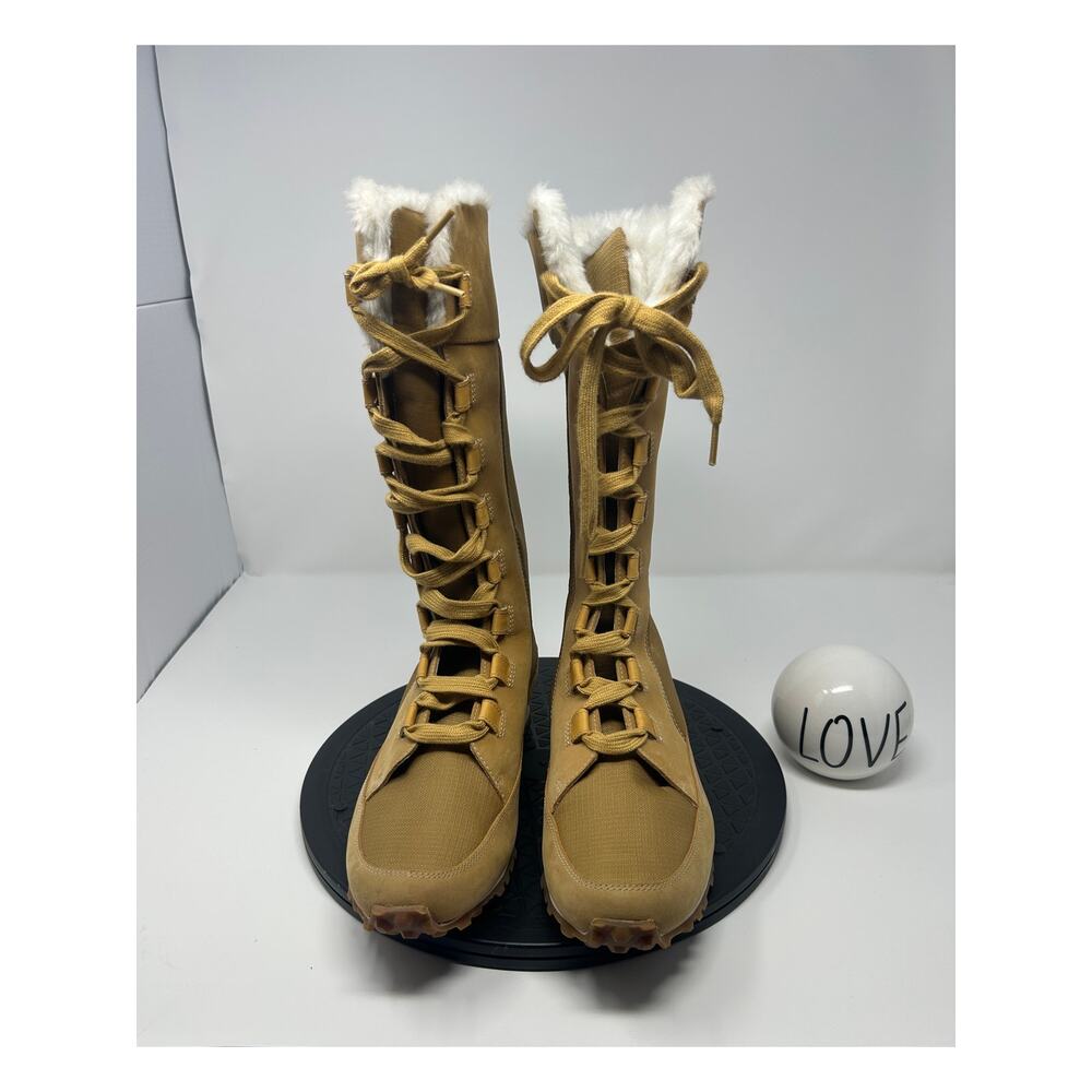 Timberland Grammercy Tall Wheat Lace-Up Fur Lined Boots Sz 8